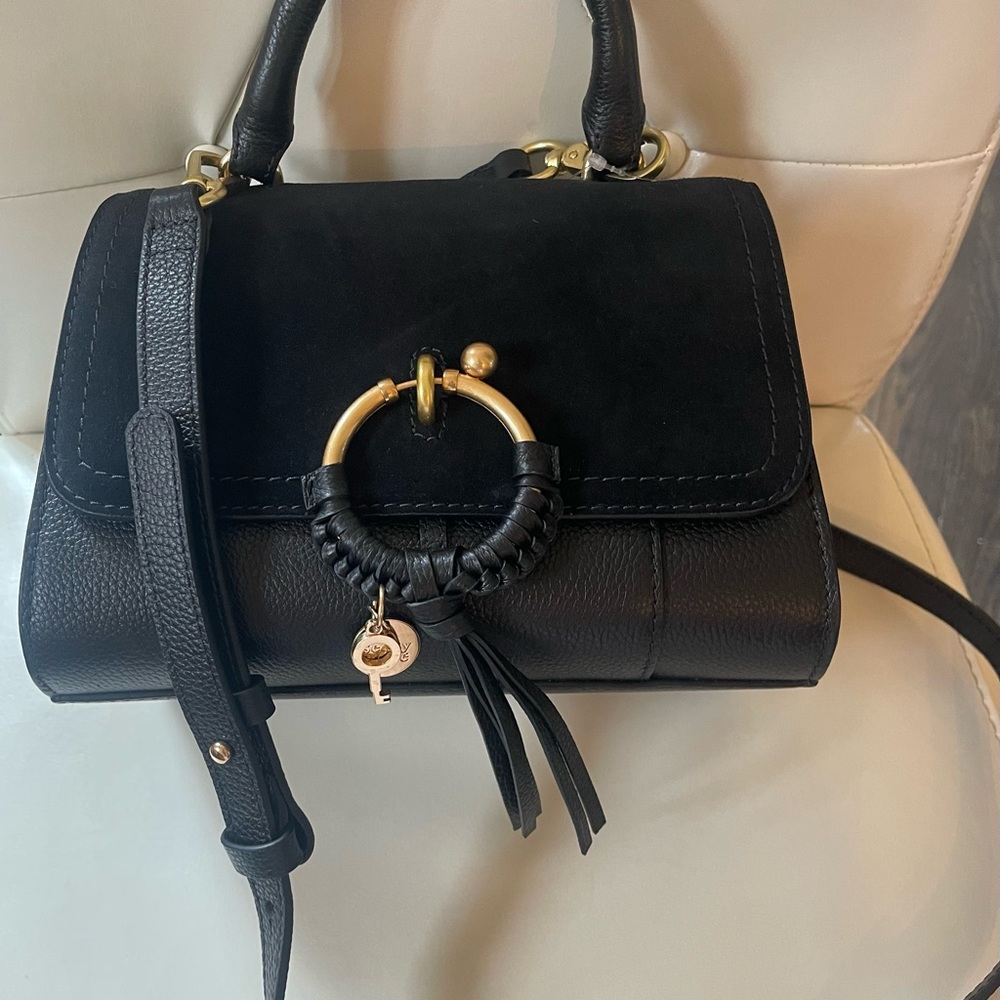 See By Chloe Black Satchel with Gold Ring